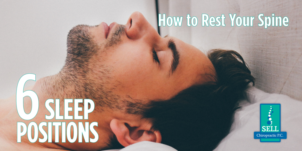 Photo of a man sleeping awkwardly on a big pillow, text on the image says How to rest your spine 6 sleep positions